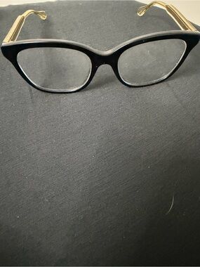 Gucci Black Cat-Eye Glasses with Gold Temples